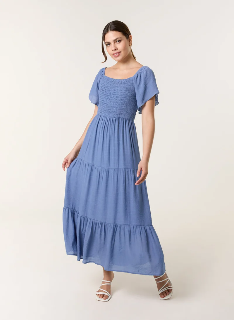 Blue Vanilla Flutter Sleeve Maxi Dress
